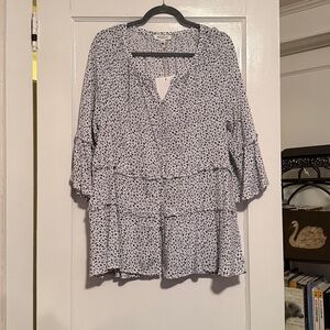 beachlunchlounge Light Blue Printed Ruffle Tunic